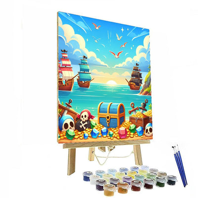 Pirate Treasure Hunt On The High Seas Paint By Numbers Art