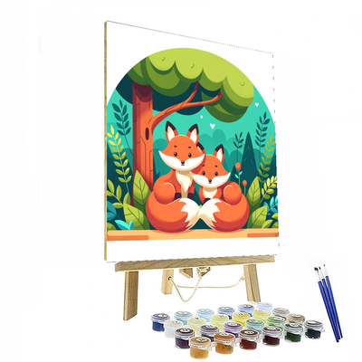 Cozy Forest Foxes Paint By Color