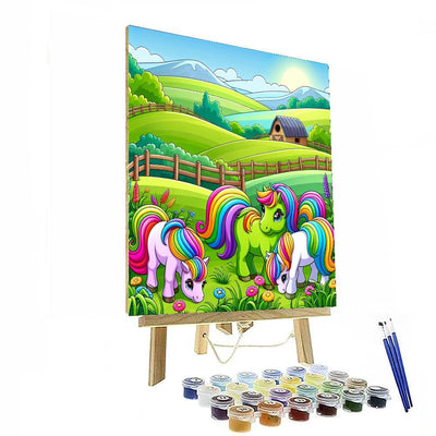 Rainbow Pony Farm Paint By Numbers Art