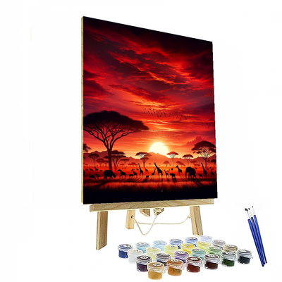 Majestic Savannah Sunset Number Painting