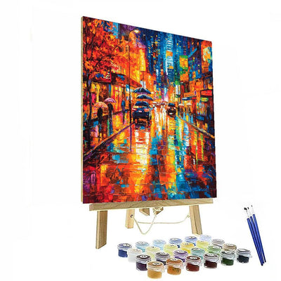 Leonid Afremov Inspired Urban Rain Melody  Painting By Numbers Kit