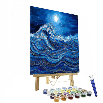 Katsushika Hokusai Inspired Lunar Tidal Dance  Numbered Painting Kits