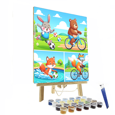 Cool Animal Sports Day Painting Number Kit