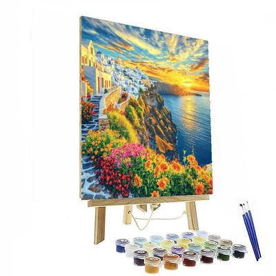 Santorini Caldera Hike Painting Number Kit