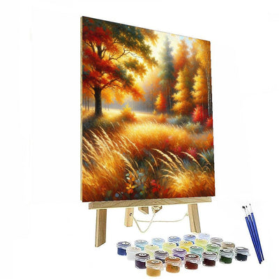 Sunlit Autumn Meadow Numbered Painting Kits