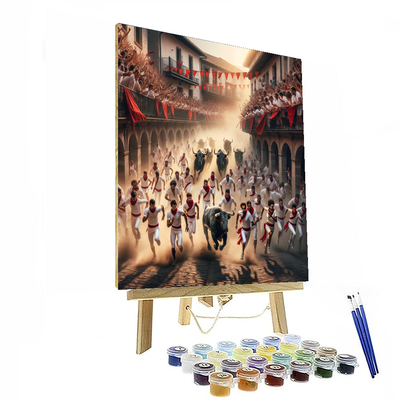 The Running Of The Bulls - Spain Painting By Numbers Kit