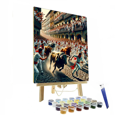 Running Of The Bulls - Pamplona Paint By Number