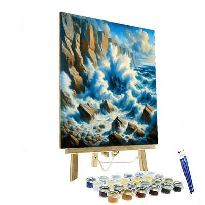 Oceanic Blue Waves Number Painting