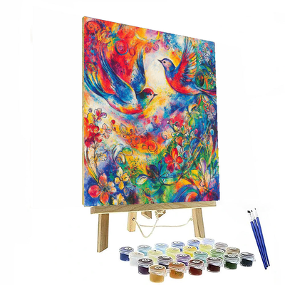 Chagall Inspired Whimsical Birds  Numbered Painting Kits