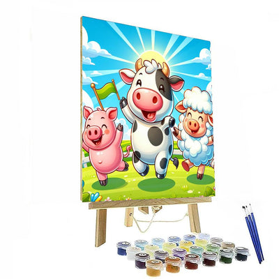 Cute Farm Animal Parade Paint By Color