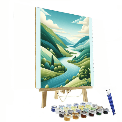 Tranquil River Valley Painting Number Kit