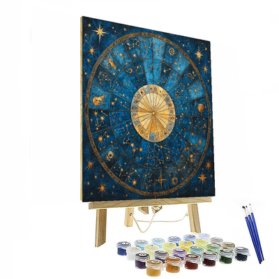 Artist Inspired By Medieval Manuscripts Inspired Celestial Zodiac Wheel  Paint By Number