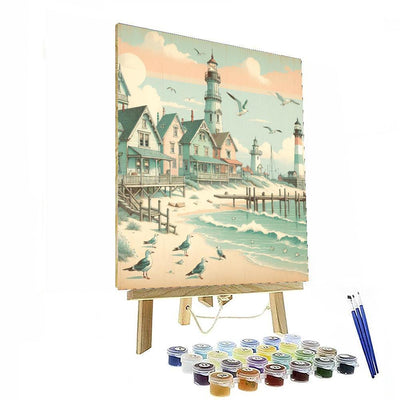 Vintage Coastal Escape Paint By Numbers Art