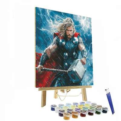 Chris Hemsworth: Thunderous Elegance In Asgardian Majesty Paint By Color