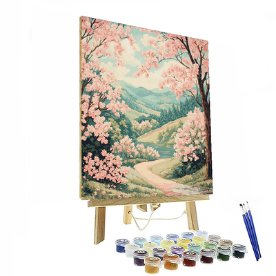 Katsushika Hokusai Inspired Under The Cherry Blossom  Paint By Color