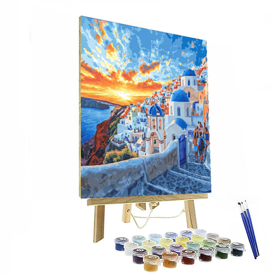 Oia Village In Santorini Numbered Painting Kits