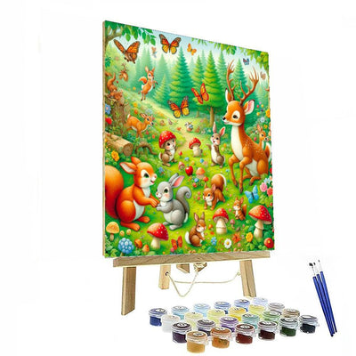 Whimsical Woodland Creature Panel Painting Number Kit