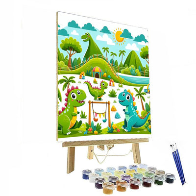 Joyful Dinosaur Friends Paint By Numbers Art