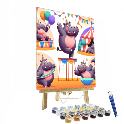 Circus Performer Hippos Painting Number Kit