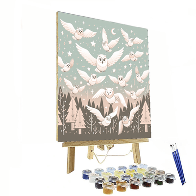 Starfall Forest With Mystical Owls Numbered Painting Kits