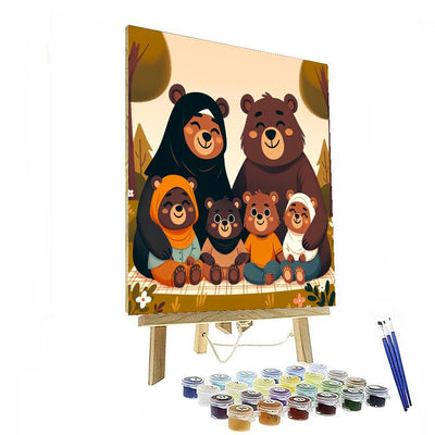 Happy Bear Family Paint By Color