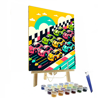 Dashing Race Cars Painting By Numbers Kit