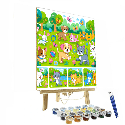 Furry Friends In The Park Painting By Numbers Kit