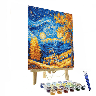 Vincent Van Gogh Inspired Starry Night In Autumn  DIY Paint By Numbers