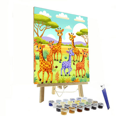 Giraffe Giggle Gathering Number Painting