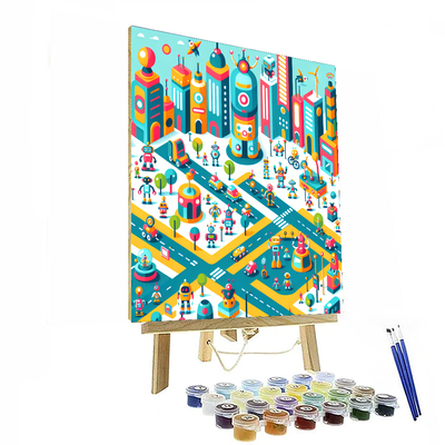 Robot Cityscape Painting Number Kit