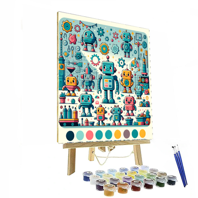 Happy Robot Friends Painting By Numbers Kit