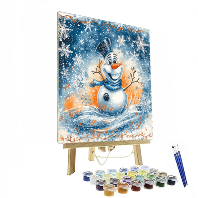 Frozen Olaf Cheerful Window Cling - Disney Inspired Number Painting