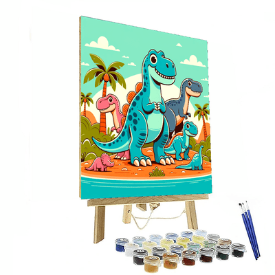 Colorful World Of Dinosaurs Paint By Numbers Art