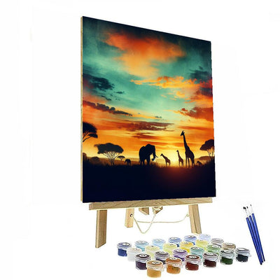 Golden Sunset Safari Paint By Numbers Art