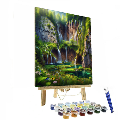 Cascading Waterfalls Serenity Painting Number Kit