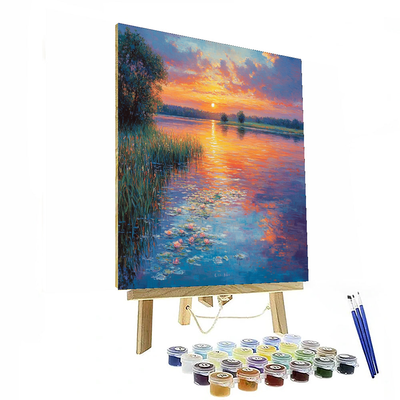 Claude Monet Inspired Sunset Over Water  Paint By Numbers Art