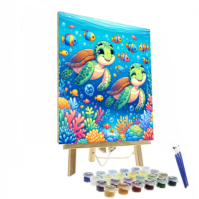 Friendly Sea Turtles Painting By Numbers Kit