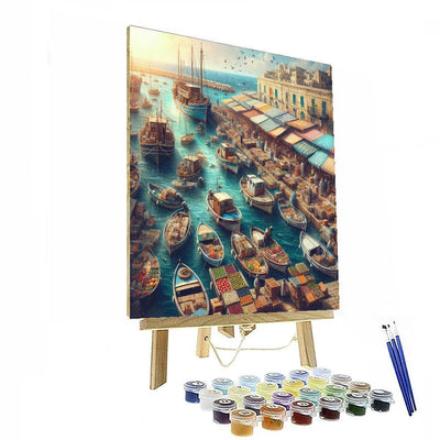 Vintage Mediterranean Harbor Paint By Numbers Art