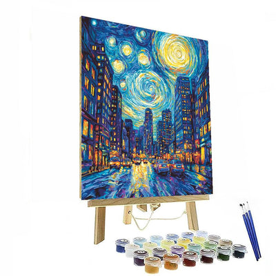 Vincent Van Gogh Inspired Electric Cityscape  Painting By Numbers Kit