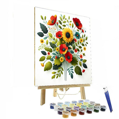 Whimsical Botanical Blossoms Number Painting