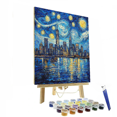 Vincent Van Gogh Inspired City Skylines Under Van Gogh Stars  Paint By Numbers