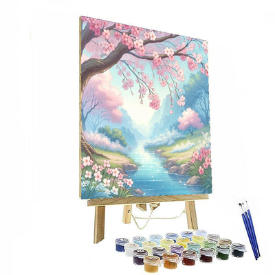 Tranquil Cherry Blossom Vista Paint By Color