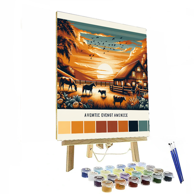 Charming Barnyard Sunset Numbered Painting Kits