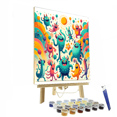 Funky Monster Party Paint By Numbers Art