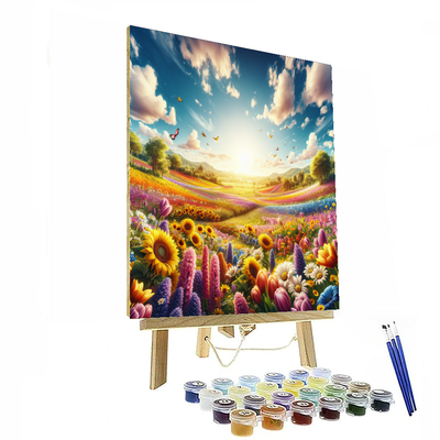 Breezy Flower Field Number Painting