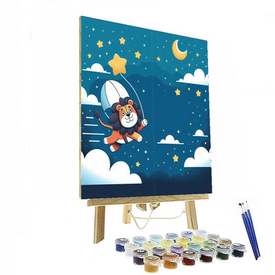 Lunar Lion's Night Sky Adventure Number Painting