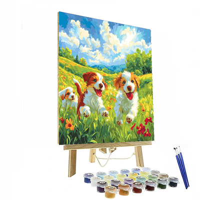 William Wegman Inspired Playful Puppies In The Meadow  Paint By Numbers Kits