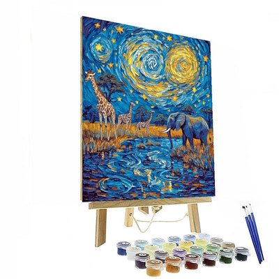 Van Gogh Inspired Starry Safari  Number Painting