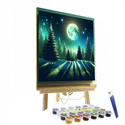 Whimsical Moonlit Forest Painting Number Kit