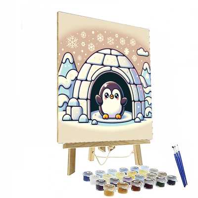 Playful Penguin's Igloo Painting Number Kit